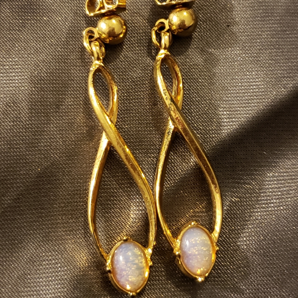 Vintage Figure Eight Opal Earrings